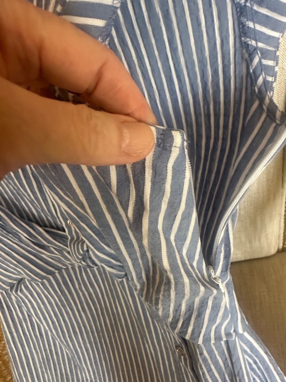 White House Black Market Blue and White Striped Button-Front Midi Dress - Picture 8 of 9